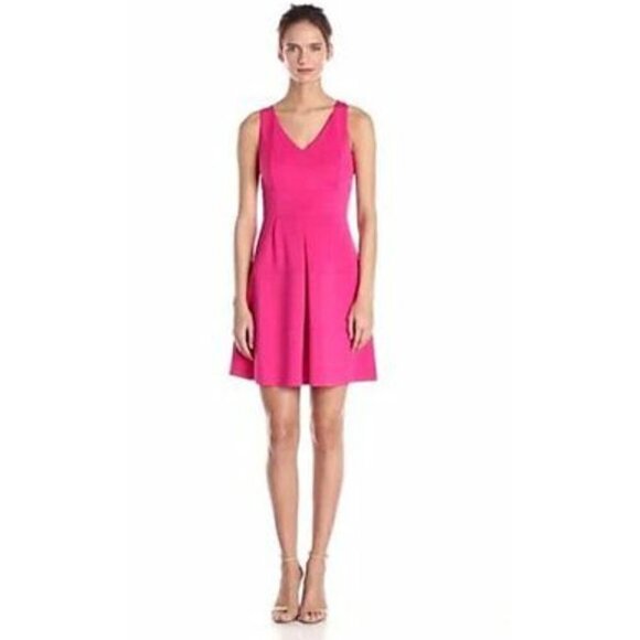 Jessica Simpson Bright Raspberry Pink Fit & Flare Dress 12 - Picture 1 of 6